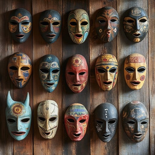 Varied Tribal Masks Stockcake